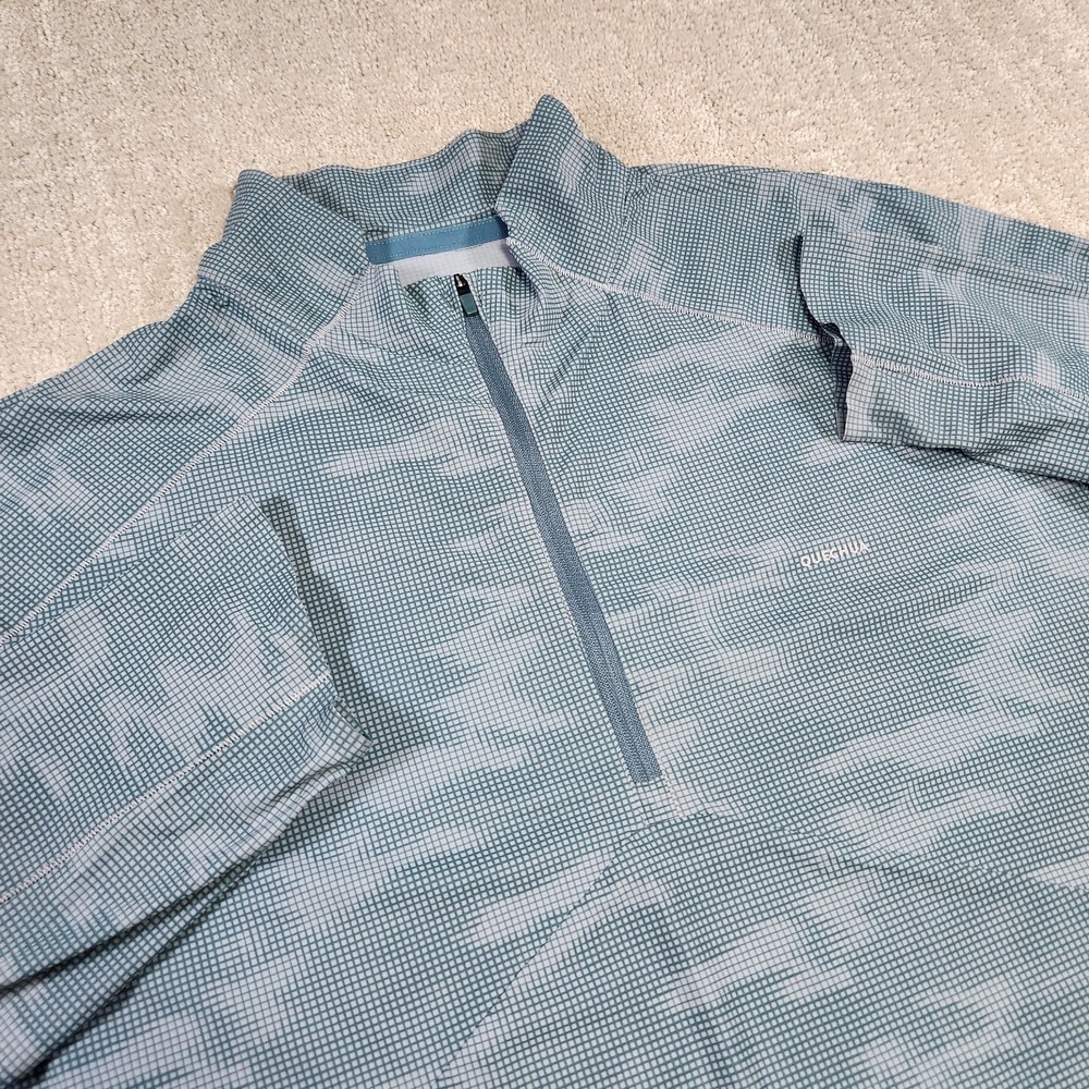 Quechua Pullover Men‎ XL Performance 1/4 Zip Water Resistant Running Hiking Gray